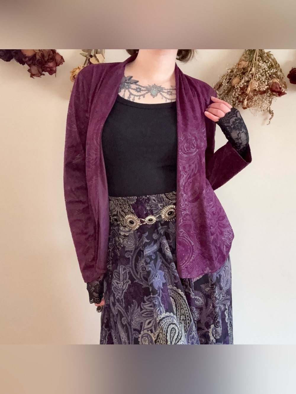 Whimsigoth Sag Harbor Plum/Burgundy Paisley Printed Jacket 🩷💜